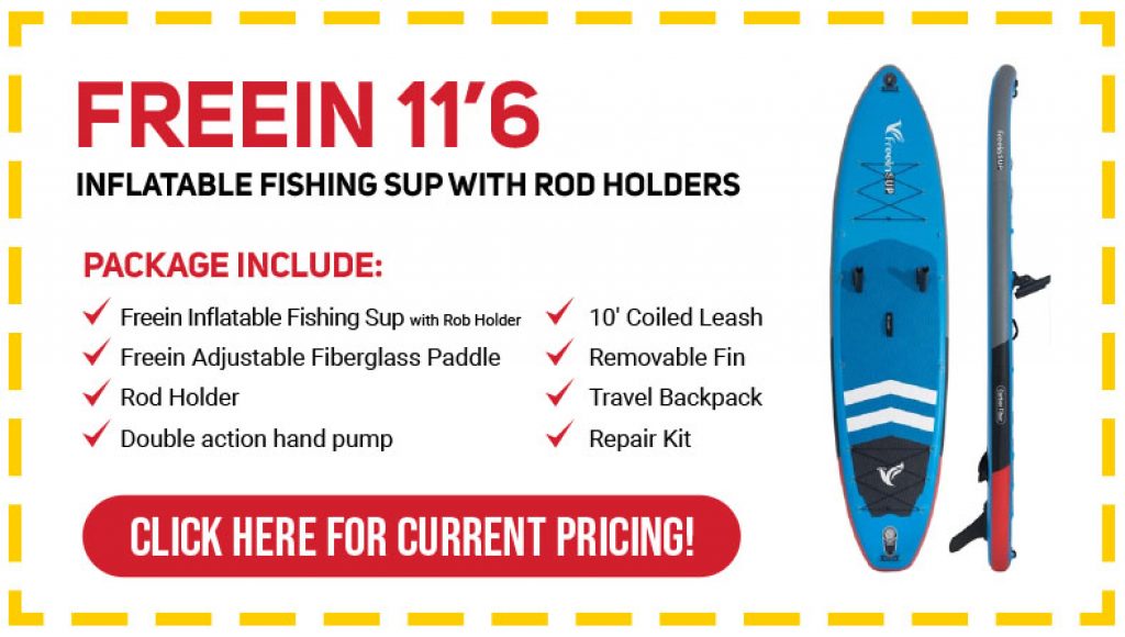 Freein Inflatable Fishing SUP Board with Rod Holders